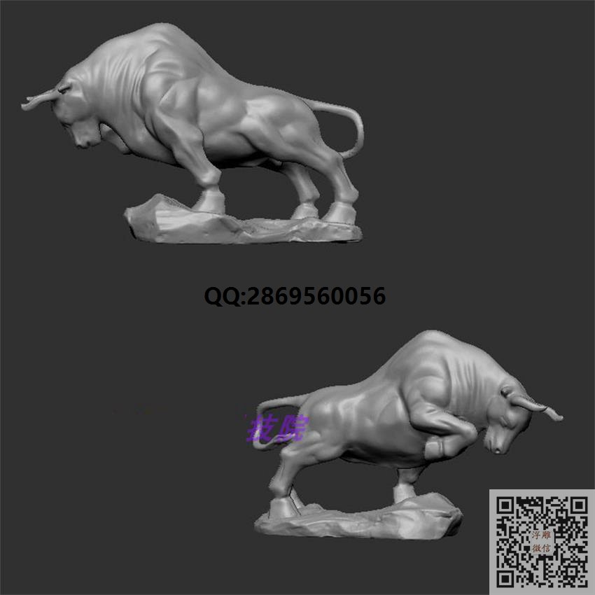 牛摆件牛气冲天stl_STL圆雕图3d打印立体模型3d三维立体图精雕图浮雕图