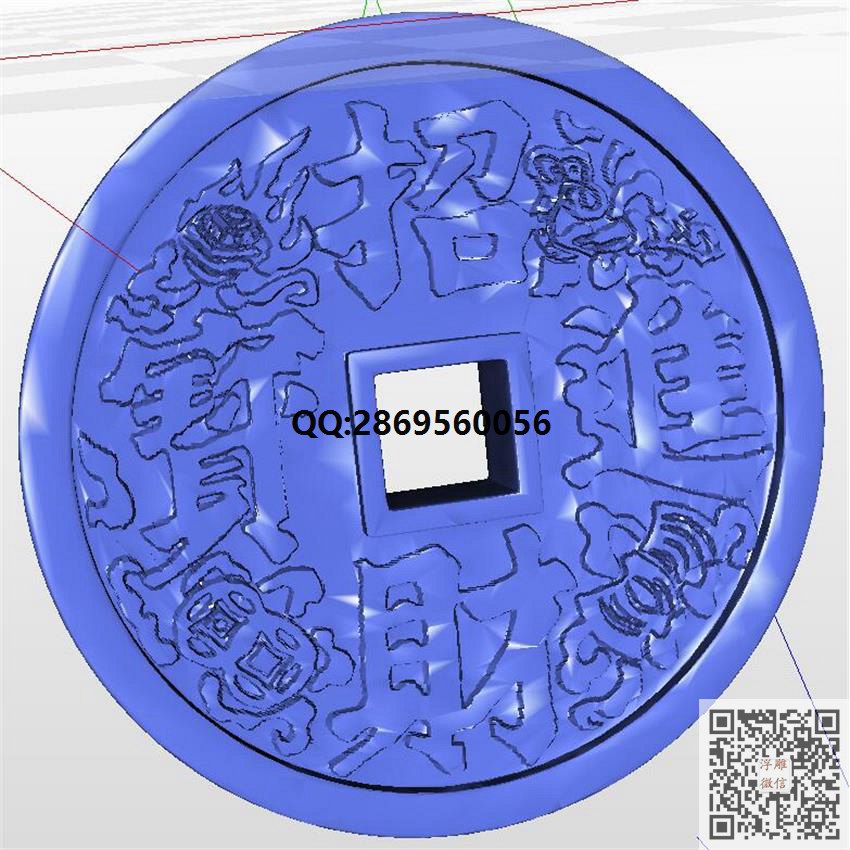 铜钱STL536_STL圆雕图3d打印立体模型3d三维立体图精雕图浮雕图