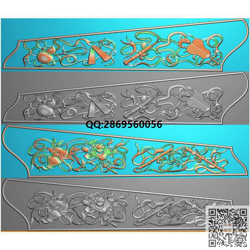 GC-014暗八仙八宝棺材_棺材精雕图棺木浮雕图棺材灰度图精雕图浮雕图