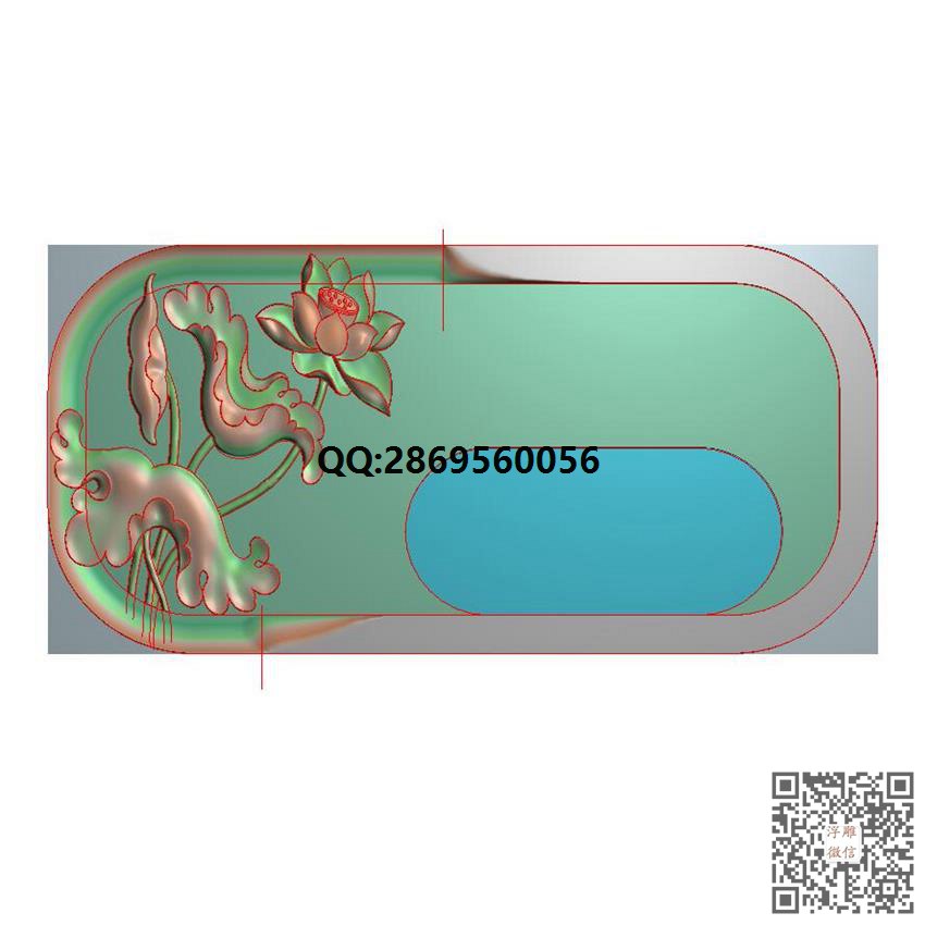 YT-018荷花砚台带线_茶盘砚台精雕图烟灰缸精雕图浮雕图