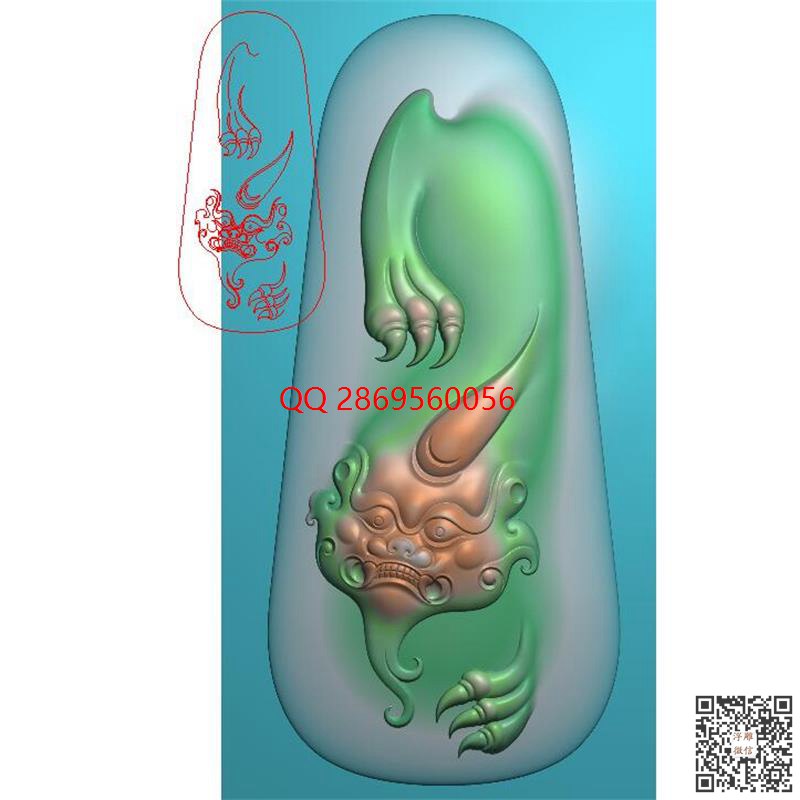 兽头貔貅牌子半身兽牌挂件带线_仿古挂件玉佩挂坠精雕图浮雕图