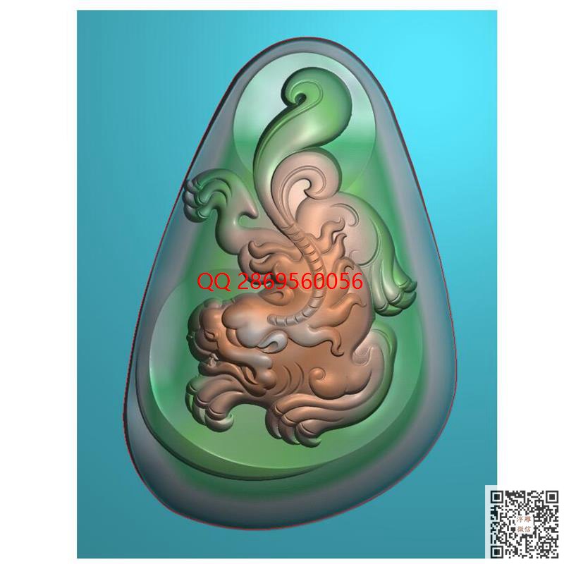 草龙貔貅兽牌随形貔貅_仿古挂件玉佩挂坠精雕图浮雕图