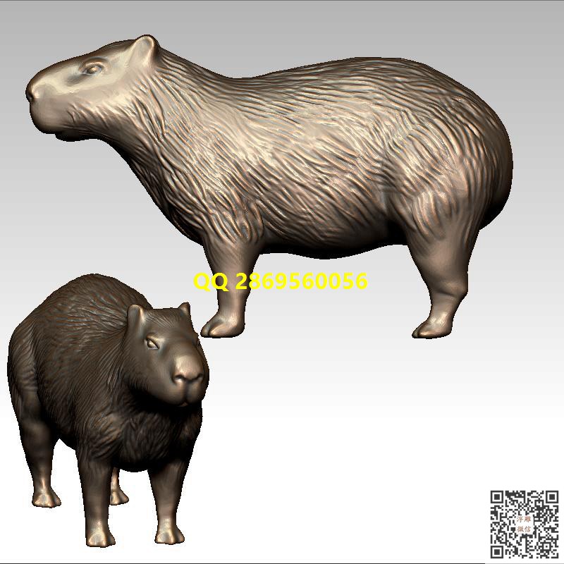 LDQT-013水豚_STL圆雕图3d打印三维立体模型多轴雕刻机加工图精雕图浮雕图