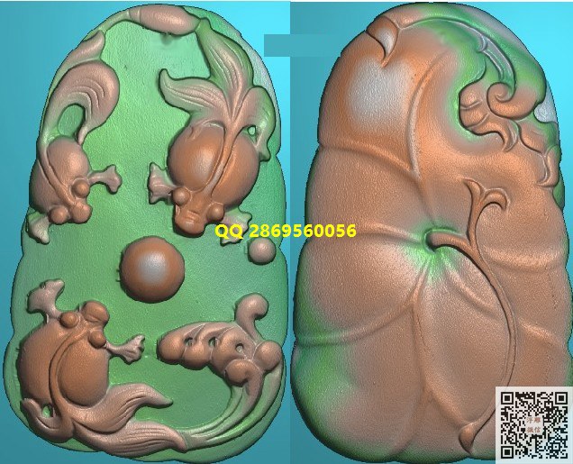 金鱼25弄好2_挂件浮雕图案精雕图浮雕图