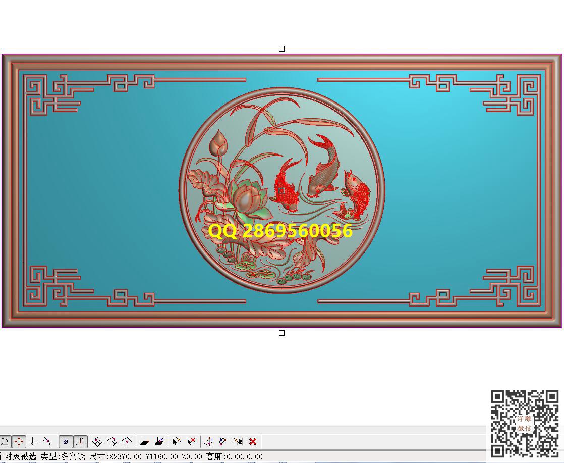 荷花鱼护墙板2370-1160_牌匾挂屏挂匾浮雕图案精雕图浮雕图