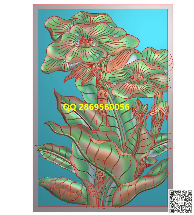 HCB-098芭蕉竖板带线_花鸟浮雕图案仿古花鸟雕花精雕图浮雕图