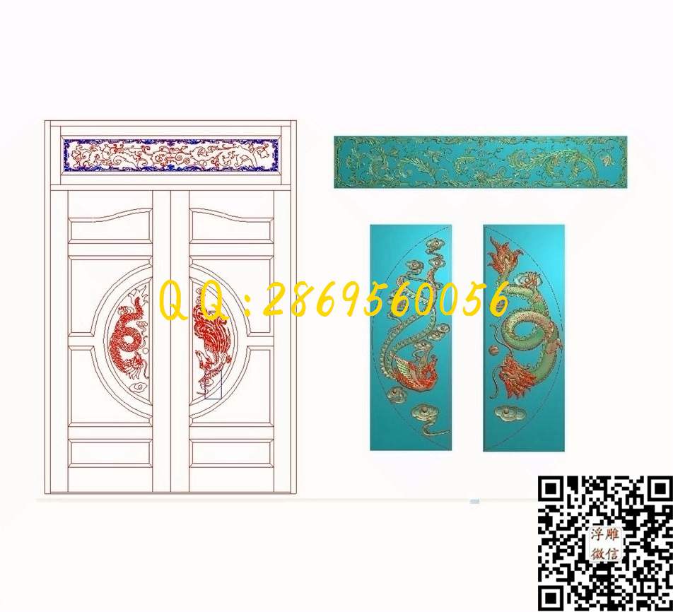 204_精雕图欧式洋花贴花木门贴花门上花门花套图门楣门头花横洋花门头花精雕图浮雕图
