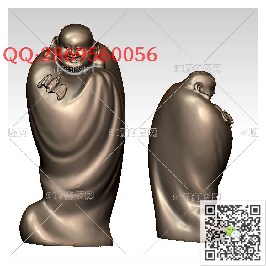 FO-002站弥勒_佛像弥勒佛笑佛3d打印stl圆雕图扫描立体模型多轴数控电脑雕刻精雕图浮雕图