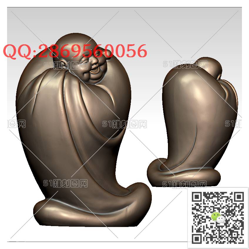 FO-003站弥勒_佛像弥勒佛笑佛3d打印stl圆雕图扫描立体模型多轴数控电脑雕刻精雕图浮雕图