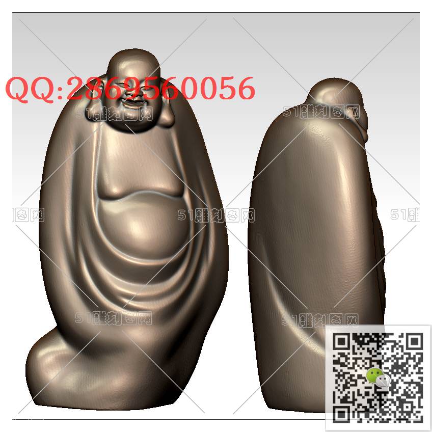 FO-004站弥勒_佛像弥勒佛笑佛3d打印stl圆雕图扫描立体模型多轴数控电脑雕刻精雕图浮雕图