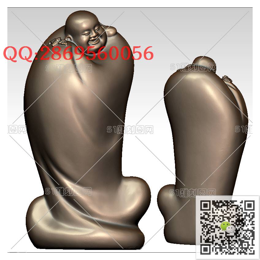 FO-005站弥勒_佛像弥勒佛笑佛3d打印stl圆雕图扫描立体模型多轴数控电脑雕刻精雕图浮雕图