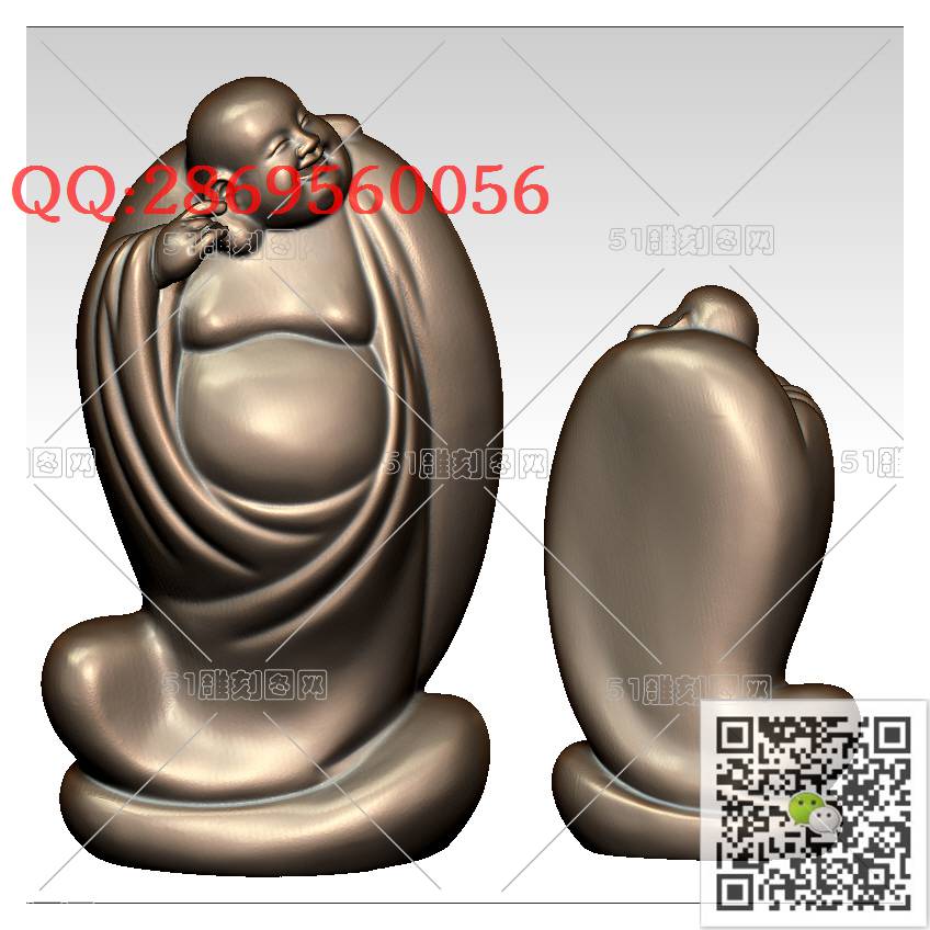 FO-006站弥勒_佛像弥勒佛笑佛3d打印stl圆雕图扫描立体模型多轴数控电脑雕刻精雕图浮雕图
