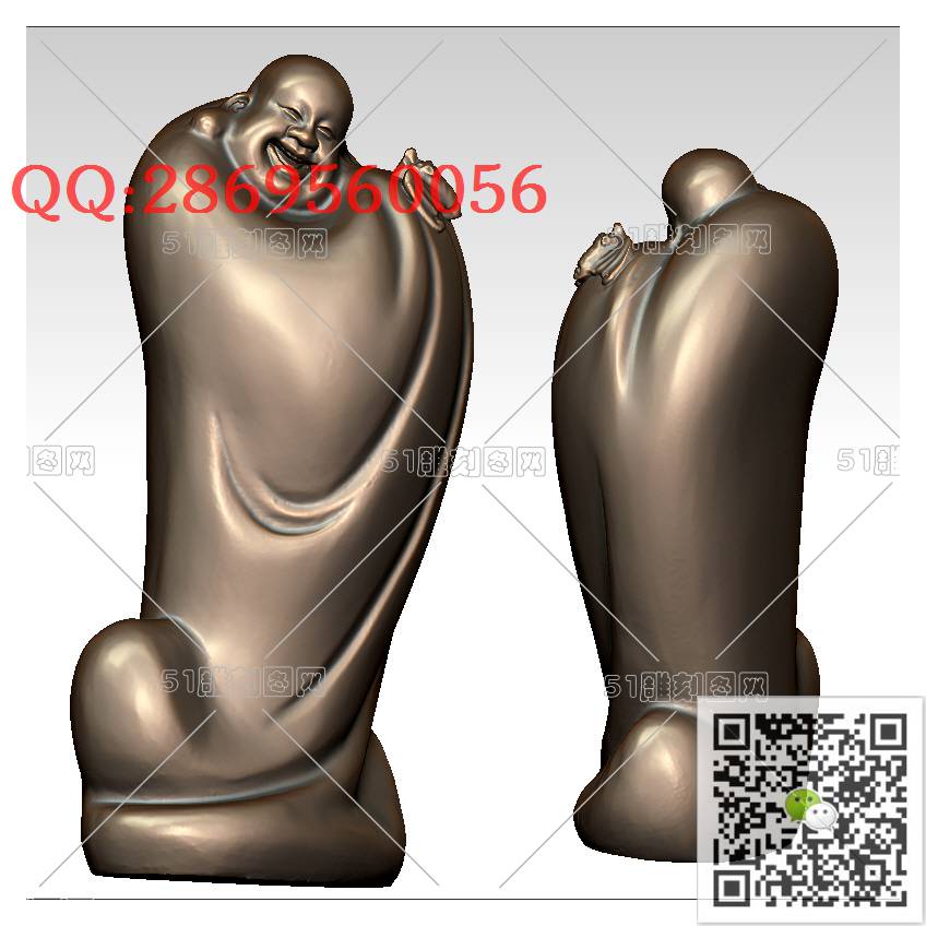 FO-008站弥勒_佛像弥勒佛笑佛3d打印stl圆雕图扫描立体模型多轴数控电脑雕刻精雕图浮雕图