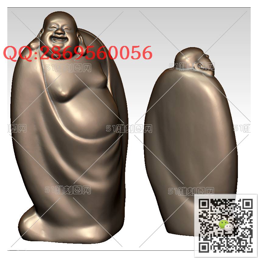 FO-009站弥勒_佛像弥勒佛笑佛3d打印stl圆雕图扫描立体模型多轴数控电脑雕刻精雕图浮雕图