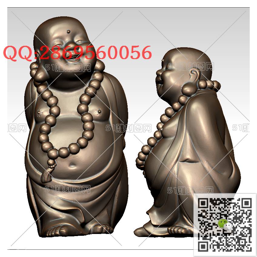 FO-010站弥勒_佛像弥勒佛笑佛3d打印stl圆雕图扫描立体模型多轴数控电脑雕刻精雕图浮雕图