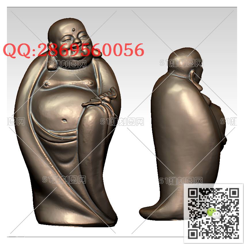 FO-011站弥勒_佛像弥勒佛笑佛3d打印stl圆雕图扫描立体模型多轴数控电脑雕刻精雕图浮雕图