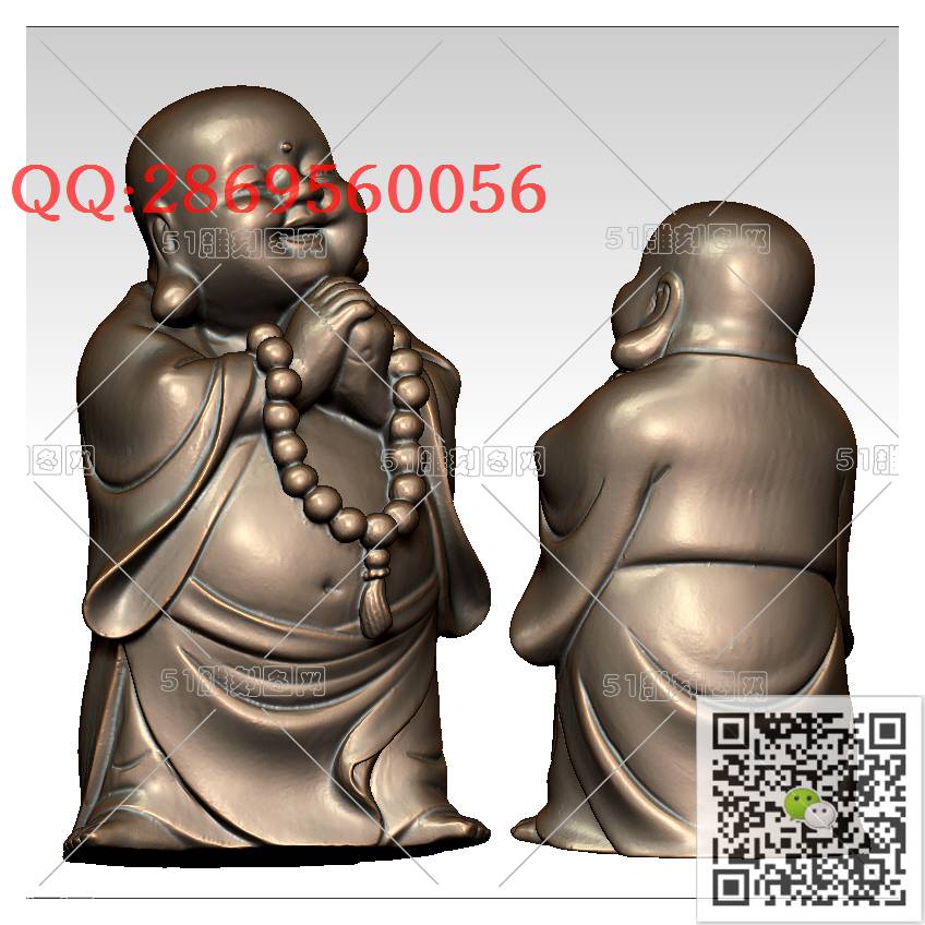 FO-012站弥勒_佛像弥勒佛笑佛3d打印stl圆雕图扫描立体模型多轴数控电脑雕刻精雕图浮雕图