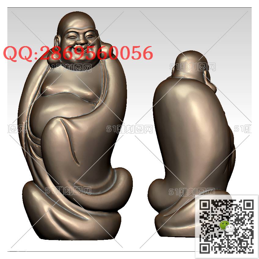 FO-014站弥勒_佛像弥勒佛笑佛3d打印stl圆雕图扫描立体模型多轴数控电脑雕刻精雕图浮雕图