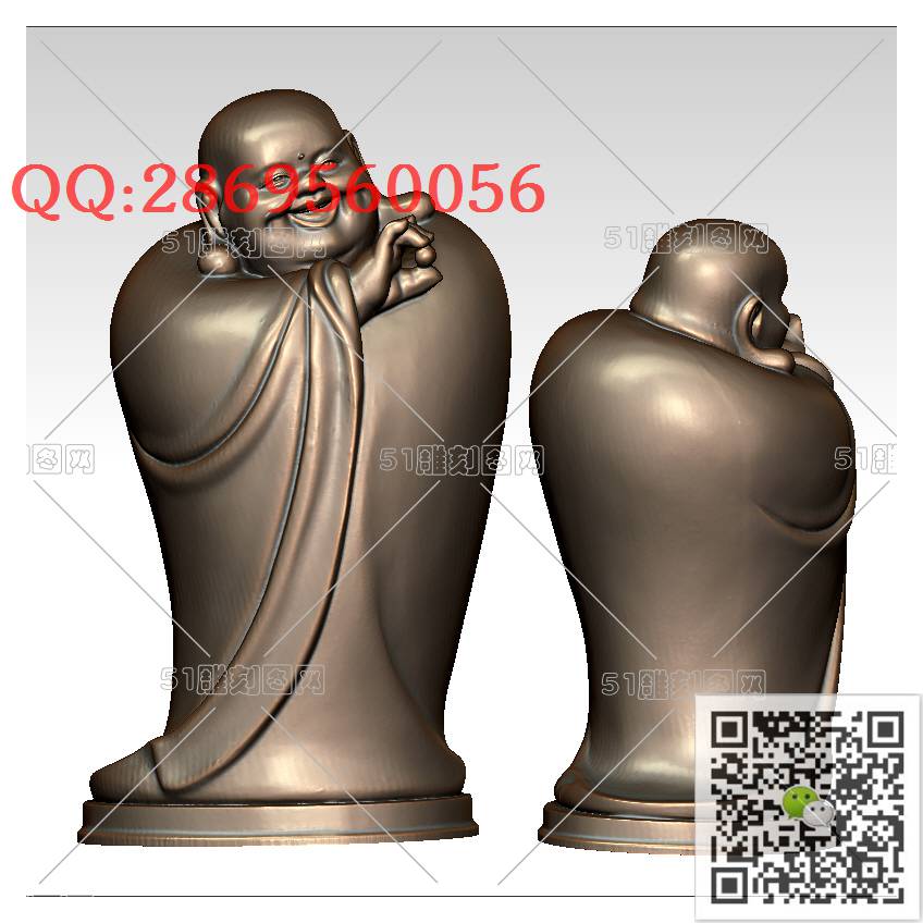 FO-017站弥勒_佛像弥勒佛笑佛3d打印stl圆雕图扫描立体模型多轴数控电脑雕刻精雕图浮雕图