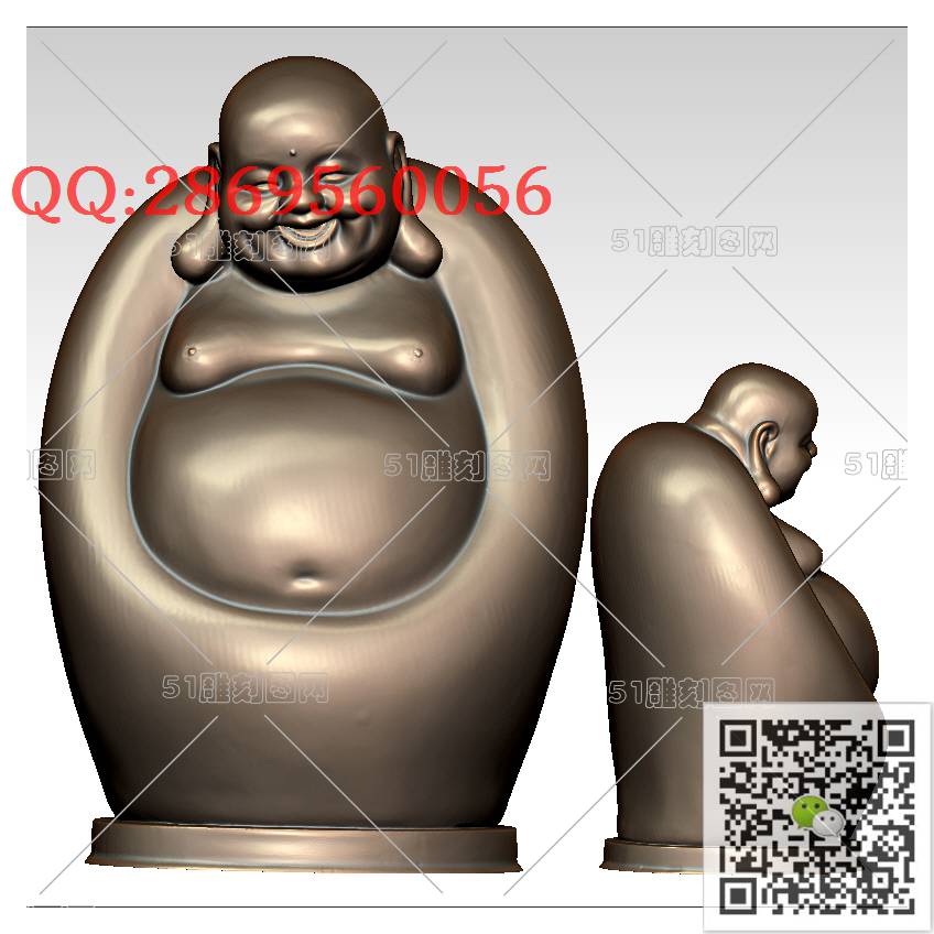 FO-018站弥勒_佛像弥勒佛笑佛3d打印stl圆雕图扫描立体模型多轴数控电脑雕刻精雕图浮雕图