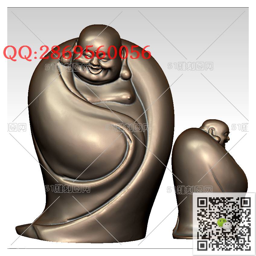 FO-019站弥勒_佛像弥勒佛笑佛3d打印stl圆雕图扫描立体模型多轴数控电脑雕刻精雕图浮雕图