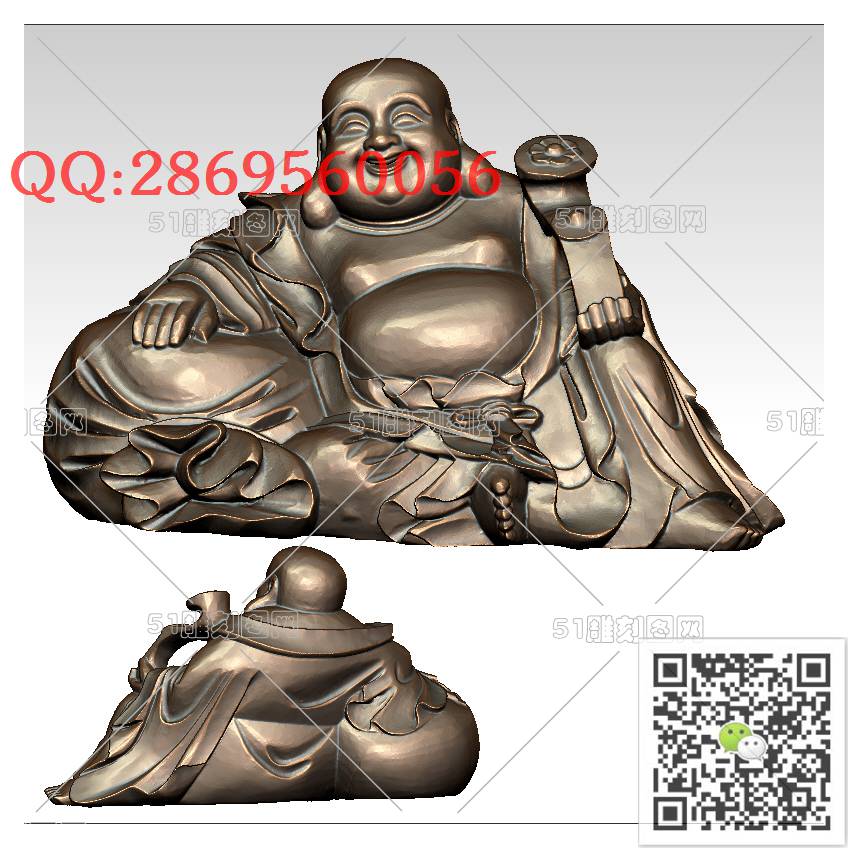 FO-023大弥勒佛_佛像弥勒佛笑佛3d打印stl圆雕图扫描立体模型多轴数控电脑雕刻精雕图浮雕图