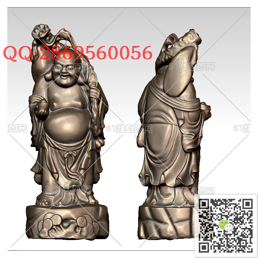 FO-026弥勒佛_佛像弥勒佛笑佛3d打印stl圆雕图扫描立体模型多轴数控电脑雕刻精雕图浮雕图
