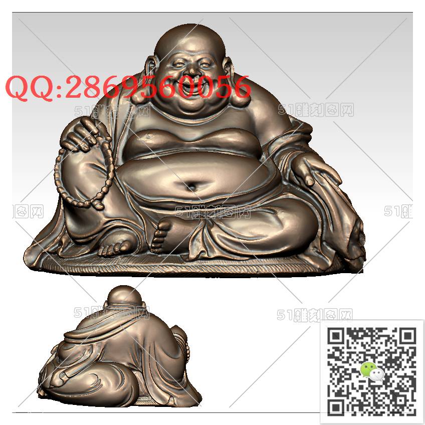 FO-029坐弥勒_佛像弥勒佛笑佛3d打印stl圆雕图扫描立体模型多轴数控电脑雕刻精雕图浮雕图