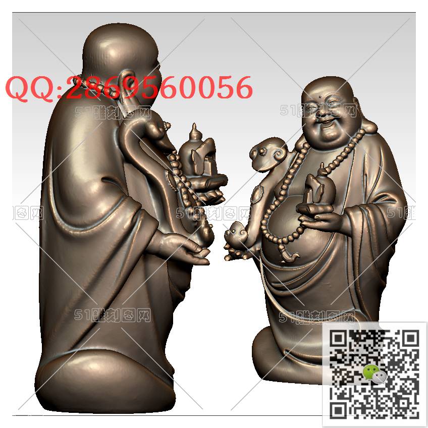 FO-035弥勒佛文官_佛像弥勒佛笑佛3d打印stl圆雕图扫描立体模型多轴数控电脑雕刻精雕图浮雕图