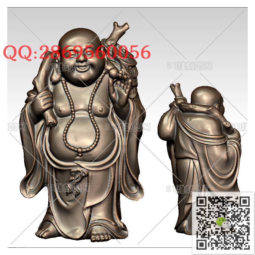 FO-037大笑弥勒佛_佛像弥勒佛笑佛3d打印stl圆雕图扫描立体模型多轴数控电脑雕刻精雕图浮雕图