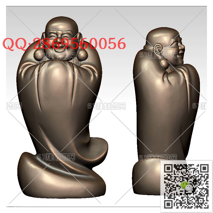FO-044弥勒_佛像弥勒佛笑佛3d打印stl圆雕图扫描立体模型多轴数控电脑雕刻精雕图浮雕图