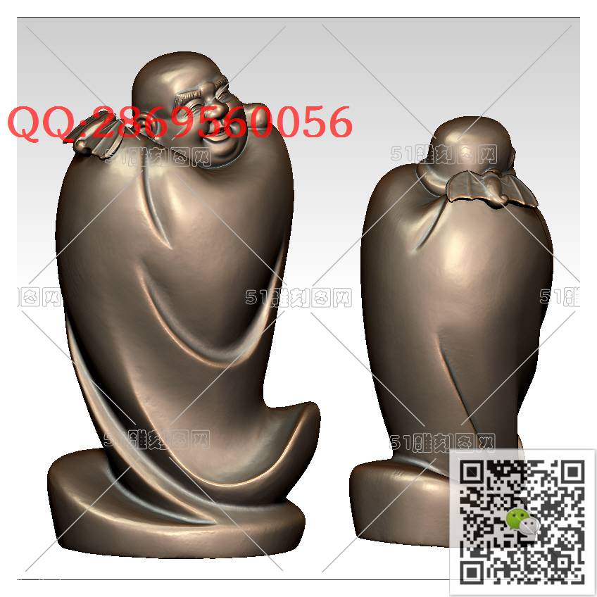 FO-046弥勒_佛像弥勒佛笑佛3d打印stl圆雕图扫描立体模型多轴数控电脑雕刻精雕图浮雕图