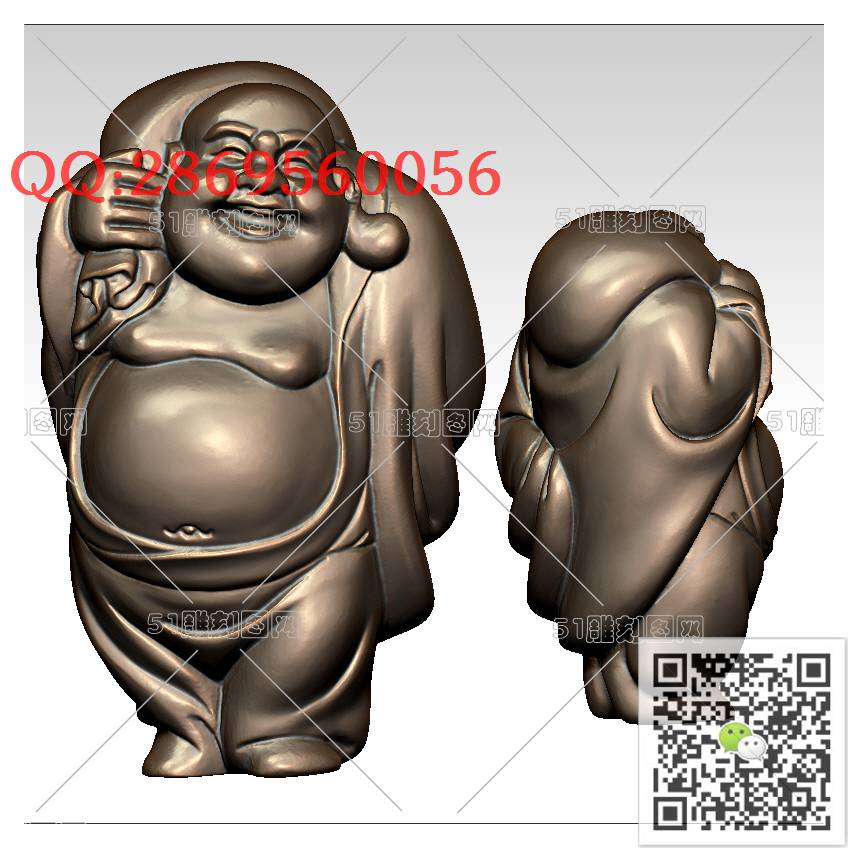 FO-049布袋弥勒_佛像弥勒佛笑佛3d打印stl圆雕图扫描立体模型多轴数控电脑雕刻精雕图浮雕图
