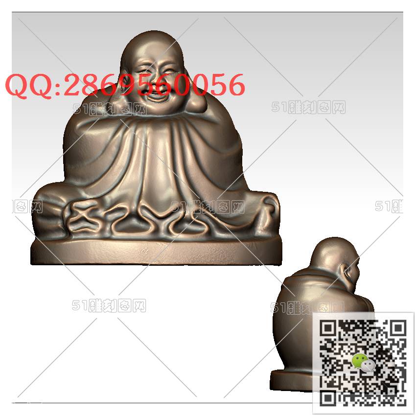 FO-051抱拳小弥勒佛_佛像弥勒佛笑佛3d打印stl圆雕图扫描立体模型多轴数控电脑雕刻精雕图浮雕图