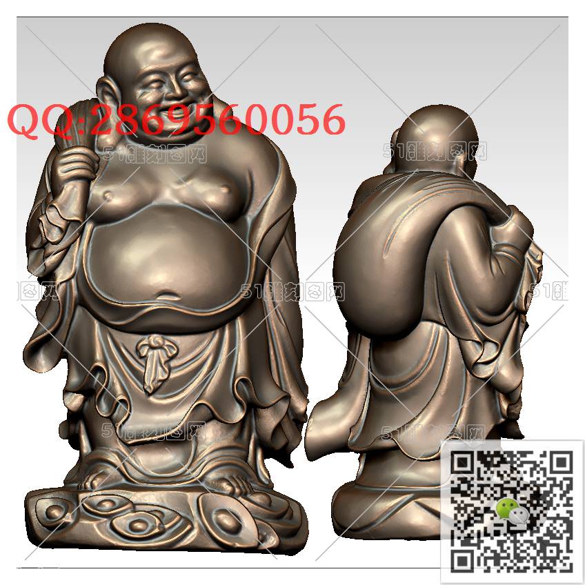 FO-058布袋弥勒_佛像弥勒佛笑佛3d打印stl圆雕图扫描立体模型多轴数控电脑雕刻精雕图浮雕图