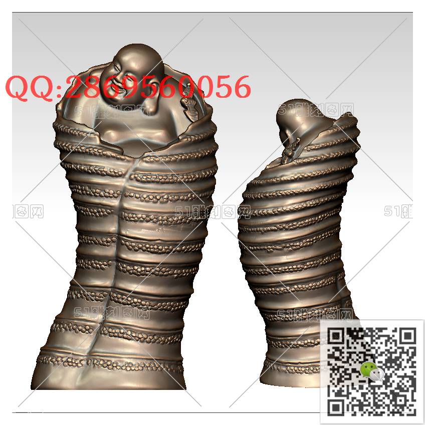 FO-062竹根外衣站式弥勒_佛像弥勒佛笑佛3d打印stl圆雕图扫描立体模型多轴数控电脑雕刻精雕图浮雕图