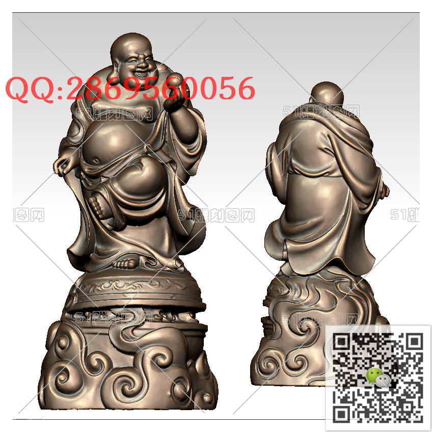 FO-067弥勒佛持珠_佛像弥勒佛笑佛3d打印stl圆雕图扫描立体模型多轴数控电脑雕刻精雕图浮雕图
