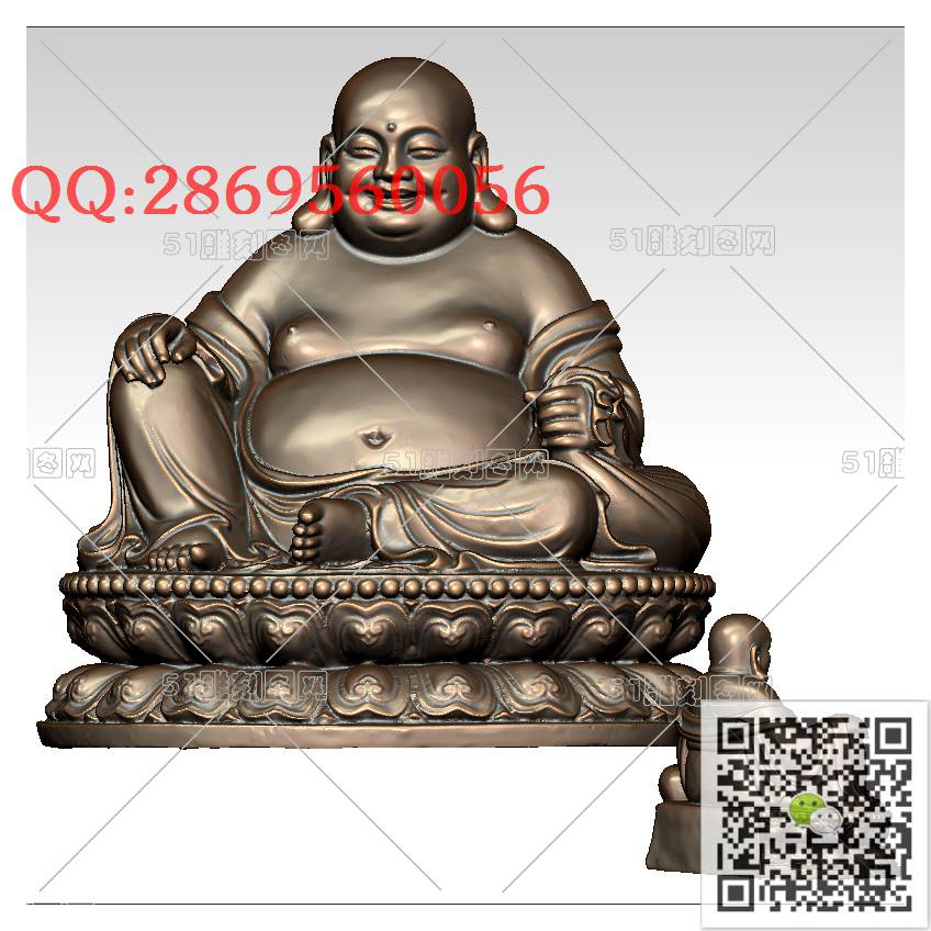 FO-068弥勒佛_佛像弥勒佛笑佛3d打印stl圆雕图扫描立体模型多轴数控电脑雕刻精雕图浮雕图
