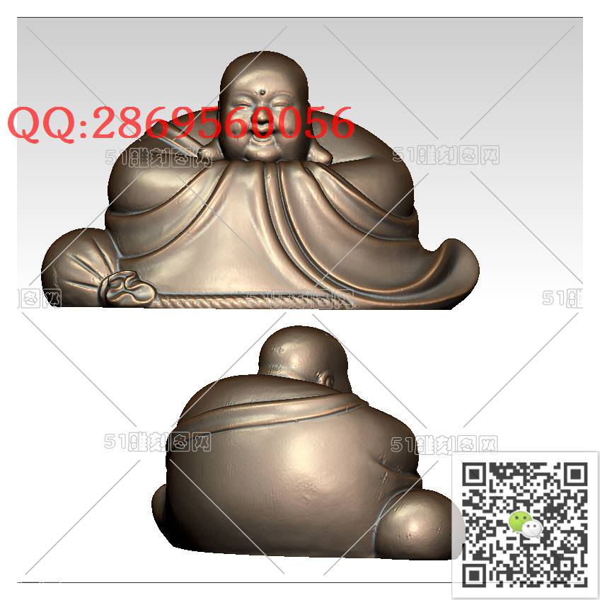 FO-072福满人间弥勒_佛像弥勒佛笑佛3d打印stl圆雕图扫描立体模型多轴数控电脑雕刻精雕图浮雕图