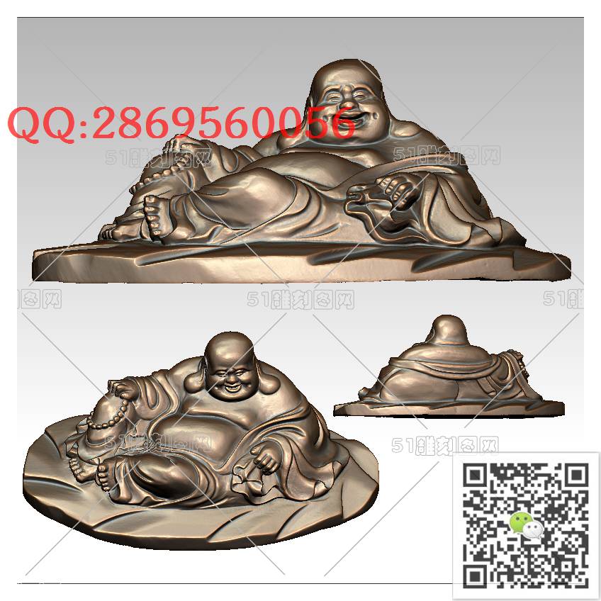 FO-097坐弥勒_佛像弥勒佛笑佛3d打印stl圆雕图扫描立体模型多轴数控电脑雕刻精雕图浮雕图