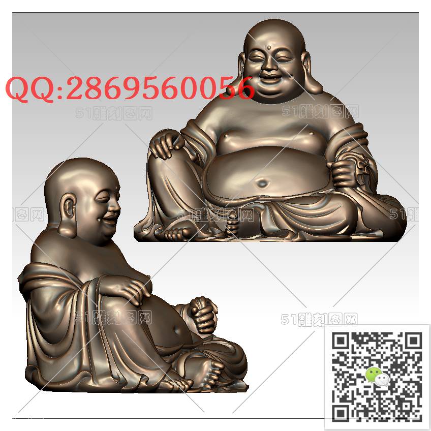 FO-101坐弥勒_佛像弥勒佛笑佛3d打印stl圆雕图扫描立体模型多轴数控电脑雕刻精雕图浮雕图