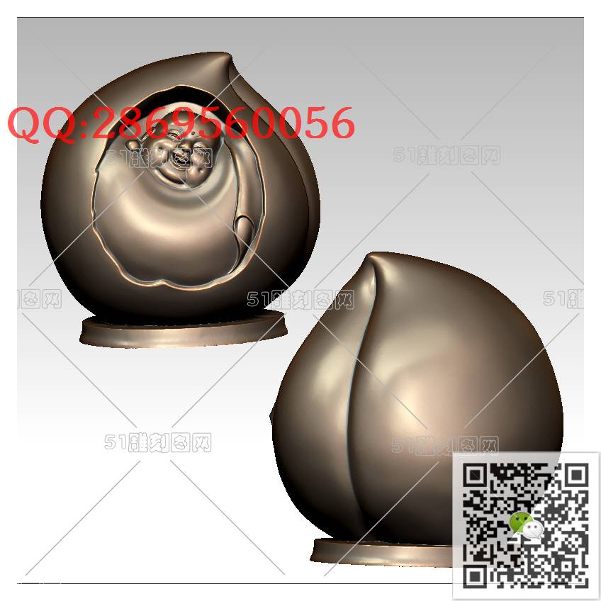 FO-102寿桃弥勒_佛像弥勒佛笑佛3d打印stl圆雕图扫描立体模型多轴数控电脑雕刻精雕图浮雕图