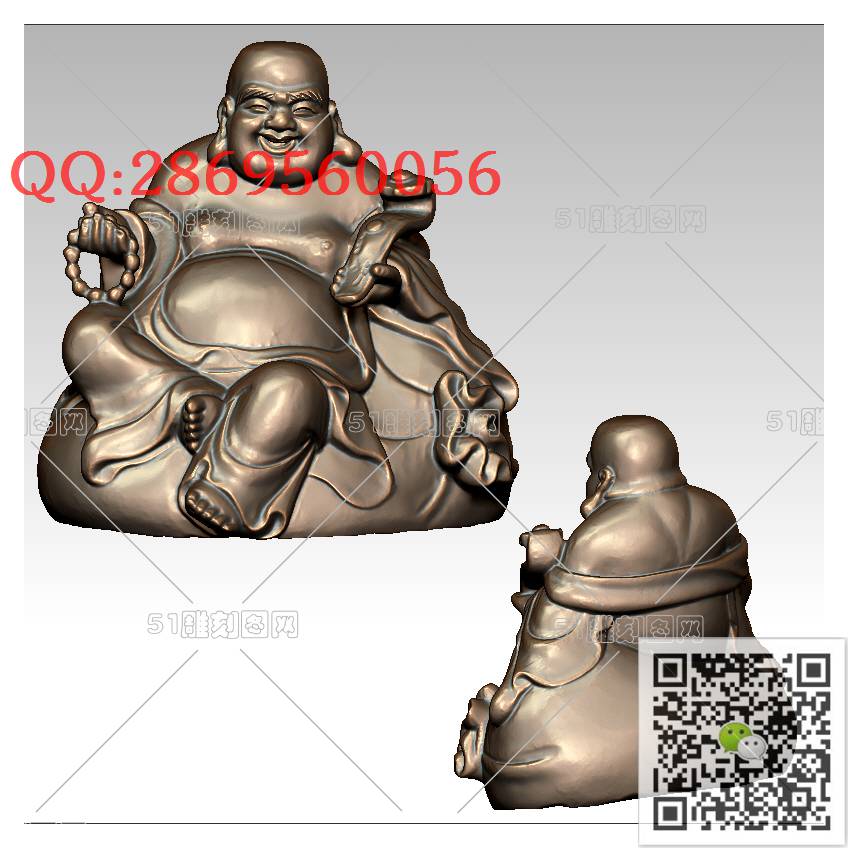 FO-103坐布袋弥勒_佛像弥勒佛笑佛3d打印stl圆雕图扫描立体模型多轴数控电脑雕刻精雕图浮雕图