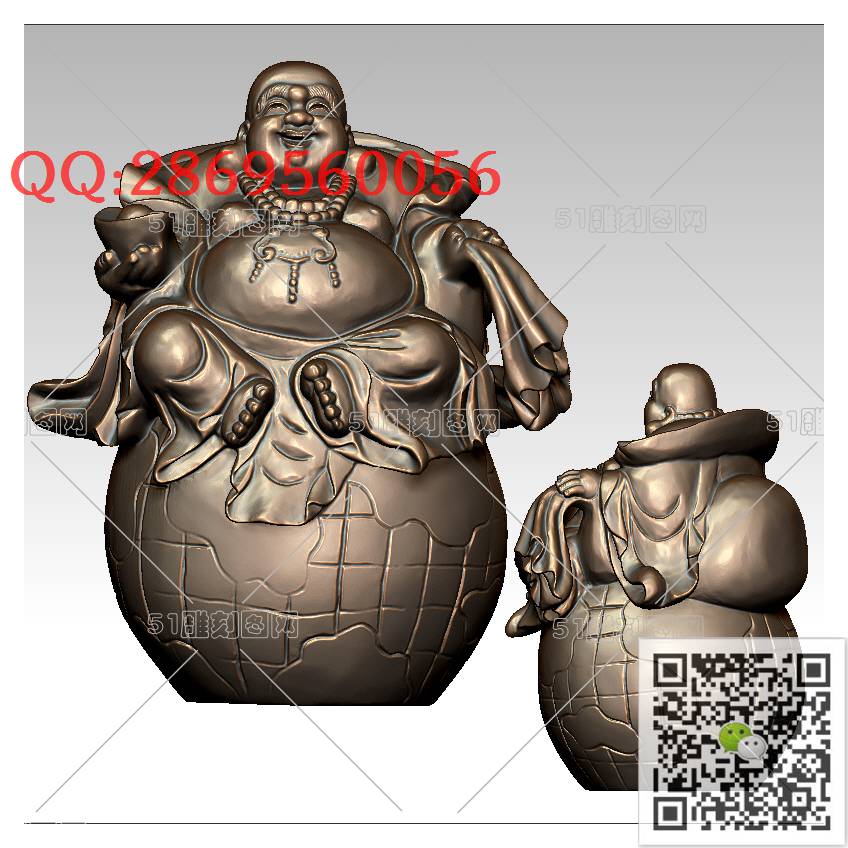FO-104坐弥勒_佛像弥勒佛笑佛3d打印stl圆雕图扫描立体模型多轴数控电脑雕刻精雕图浮雕图