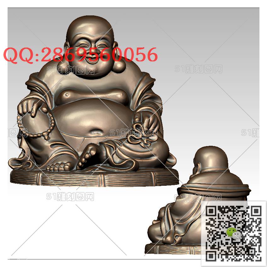 FO-105坐弥勒_佛像弥勒佛笑佛3d打印stl圆雕图扫描立体模型多轴数控电脑雕刻精雕图浮雕图