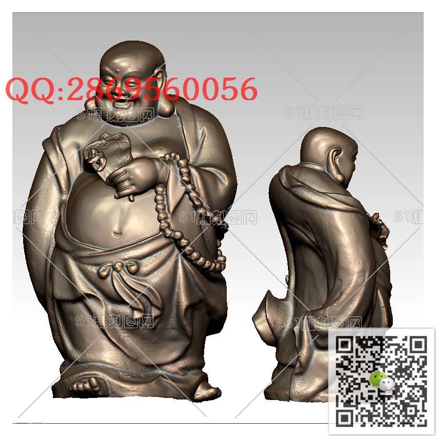 FO-111站立弥勒佛_佛像弥勒佛笑佛3d打印stl圆雕图扫描立体模型多轴数控电脑雕刻精雕图浮雕图