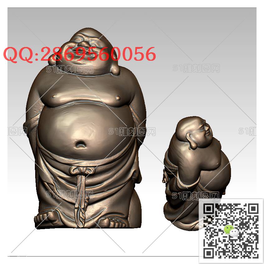 FO-112站立弥勒_佛像弥勒佛笑佛3d打印stl圆雕图扫描立体模型多轴数控电脑雕刻精雕图浮雕图