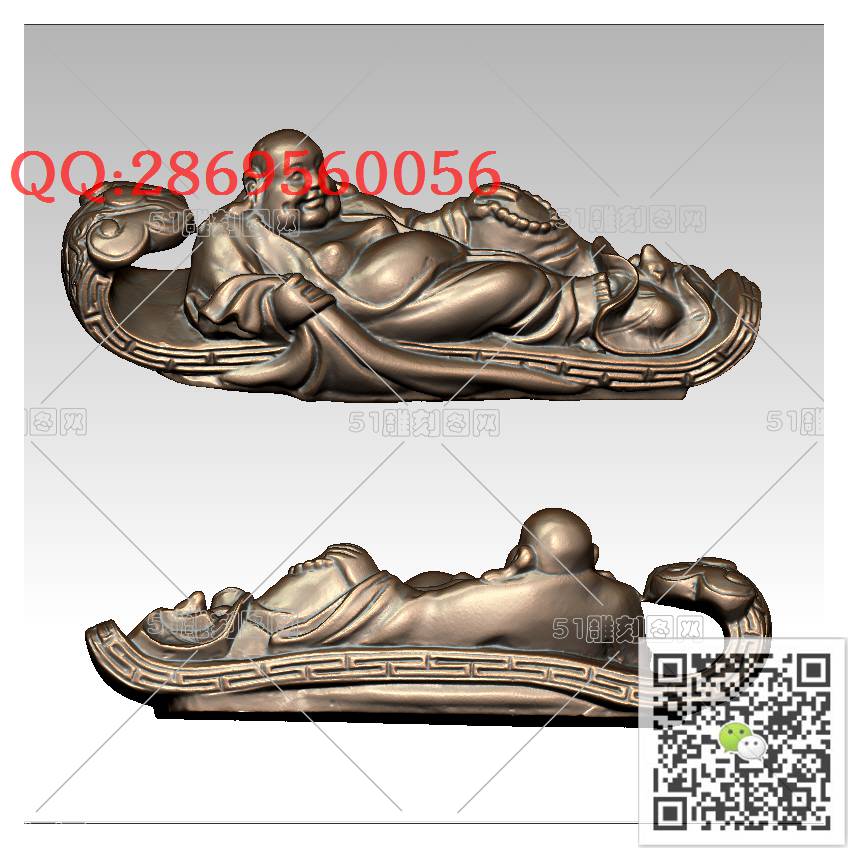 FO-113躺如意弥勒_佛像弥勒佛笑佛3d打印stl圆雕图扫描立体模型多轴数控电脑雕刻精雕图浮雕图