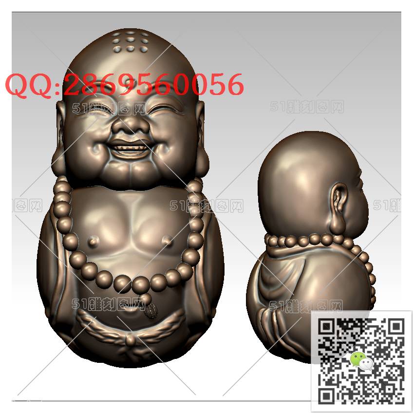 FO-114欢喜弥勒_佛像弥勒佛笑佛3d打印stl圆雕图扫描立体模型多轴数控电脑雕刻精雕图浮雕图