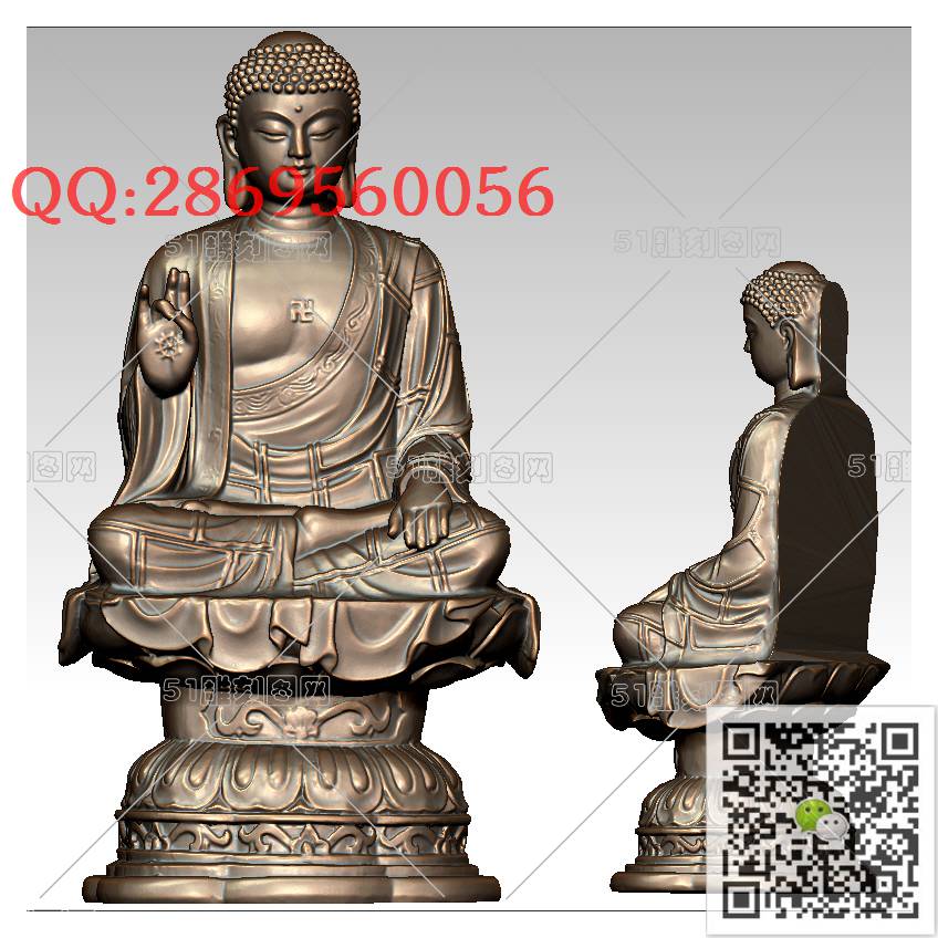 F-001立体佛像_佛祖佛像摆件立体佛如来佛3d打印stl圆雕图扫描立体模型多轴数控电脑雕刻精雕图浮雕图